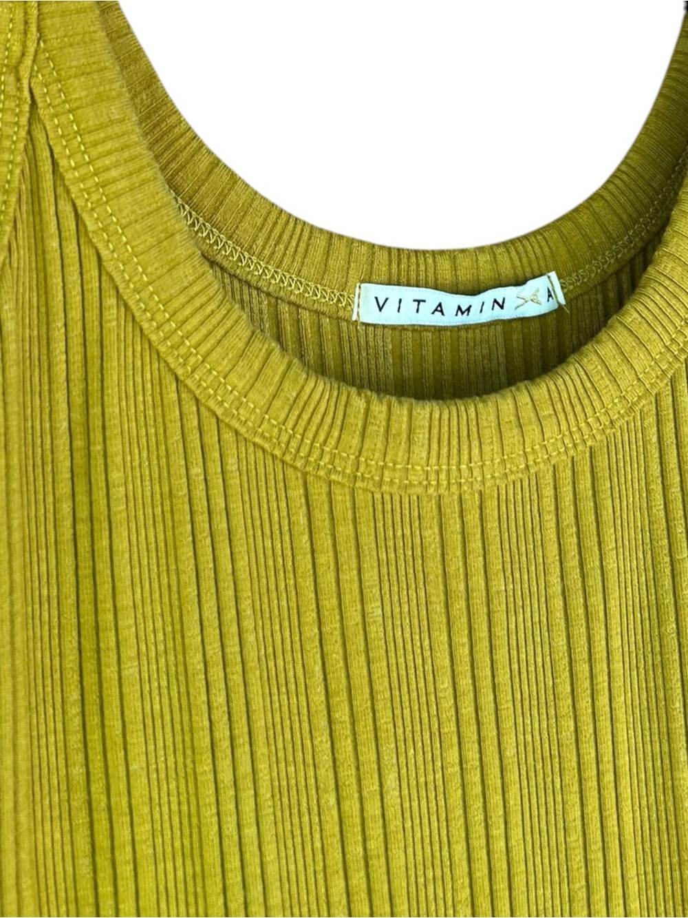 Vitamin A West Organic Rib Midi Dress Size Small Chartreuse - Picture 4 of 5